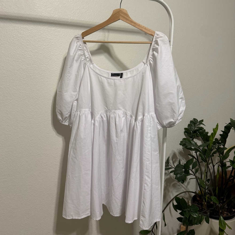 White Puff Sleeve Babydoll Dress